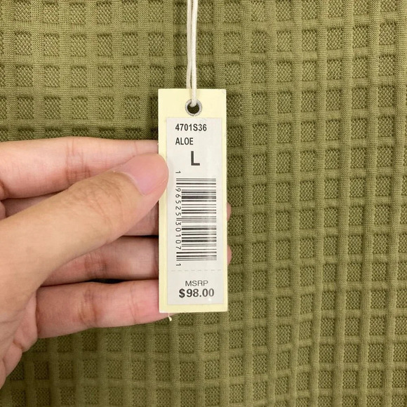 New Max Studio Green Crew Neck Waffle Textured Knit Relaxed Fit Top Large - Picture 5 of 12